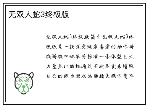 无双大蛇3终极版